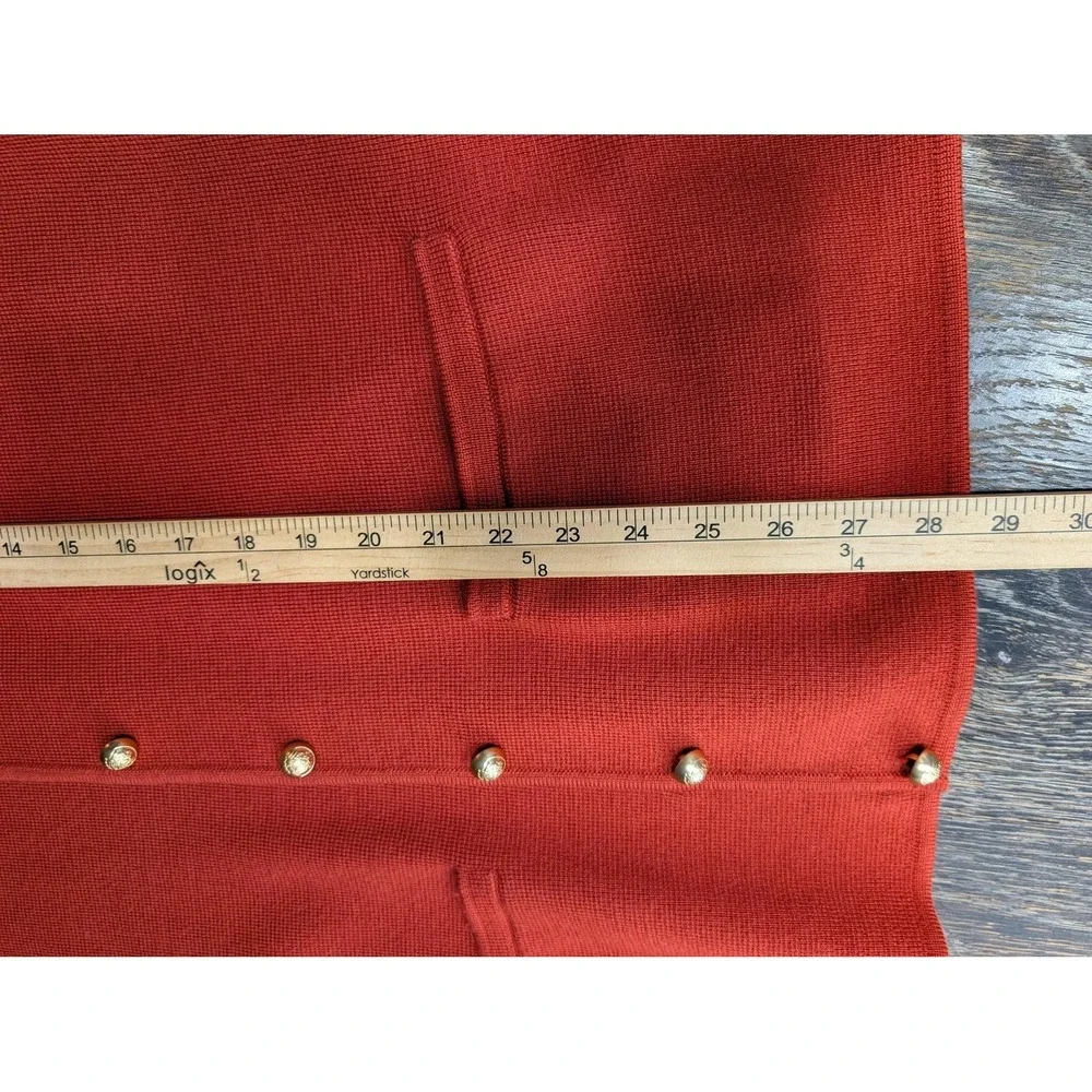 Talbots‎ Cardigan Womens 1X Orange Collarless Crew Neck Pockets Lightweight